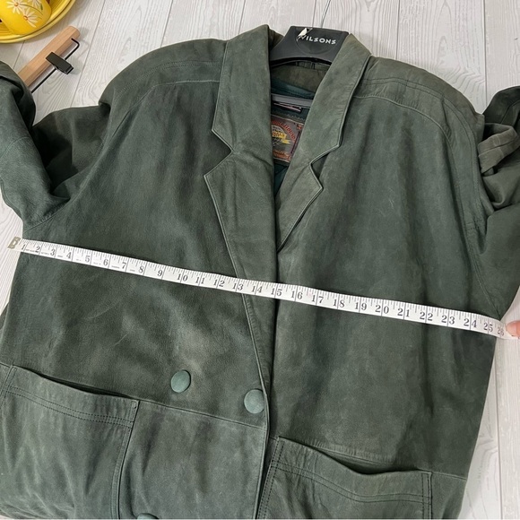 Vintage Wilsons Leather Adventure Bound Green Trench Coat Jacket - Picture 7 of 16